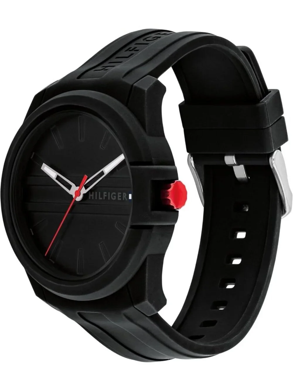 Men's Black Quartz Casual Sport Style Silicone Strap Water-Resistant Wrist Watch